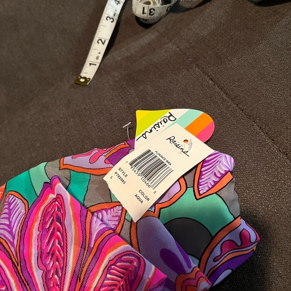 Raisins | Purple and Pink Floral Bandeaux Bikini Top - Picture 2 of 5